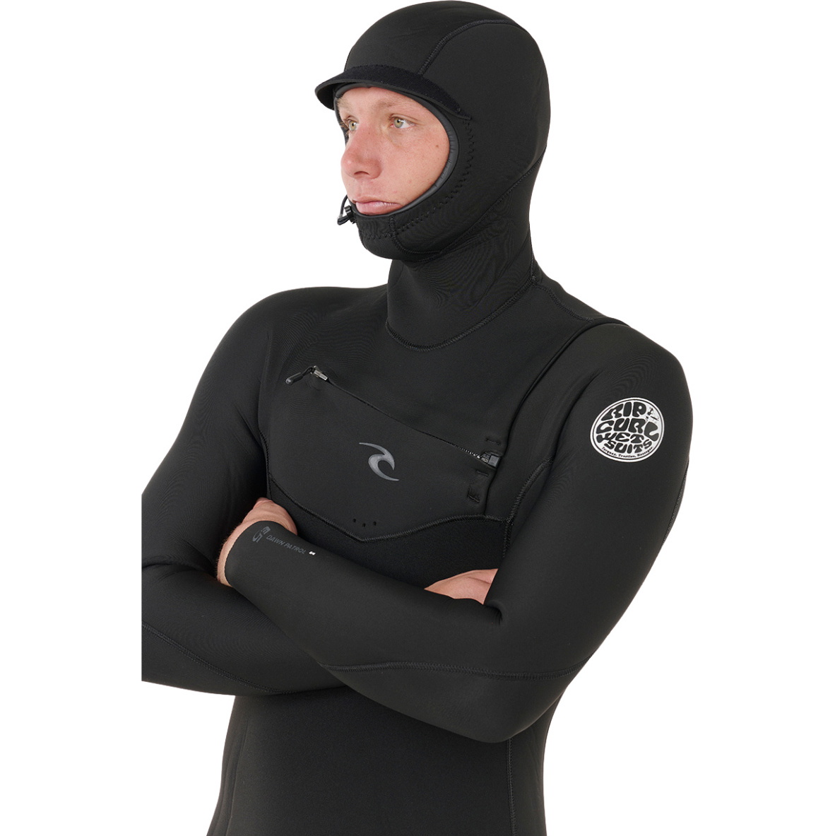 2026 Rip Curl Hombres Dawn Patrol 6/4mm Con Capucha Chest Zip Neopreno 16NMFS - Black